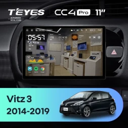 Штатная магнитола Teyes CC4 Pro 12/256 Toyota Vitz III XP130 (2014-2019) Правый руль (11")