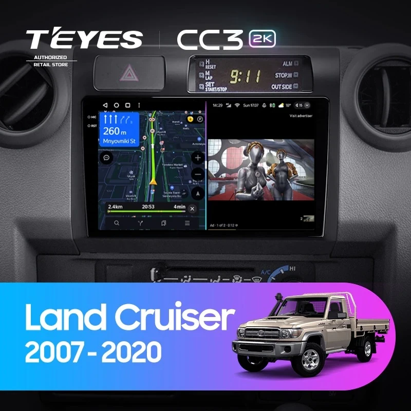 Штатная магнитола Teyes CC3 2K 360 6/128 Toyota Land Cruiser 70 Series LC 79 (2007-2020)