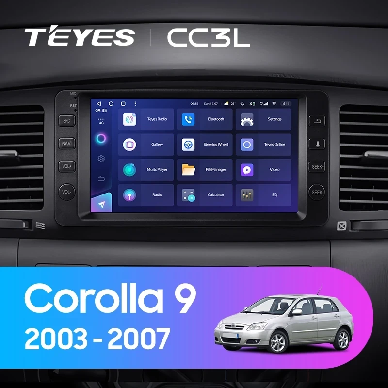 Штатная магнитола Teyes CC3L 4/32 Toyota Corolla 9 E120 E130 (2003-2007) 7"