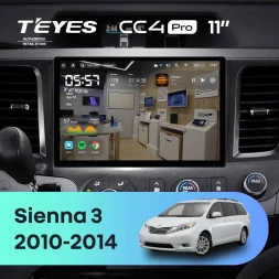 Штатная магнитола Teyes CC4 Pro 8/128 Toyota Sienna 3 XL30 (2010-2014) (11")