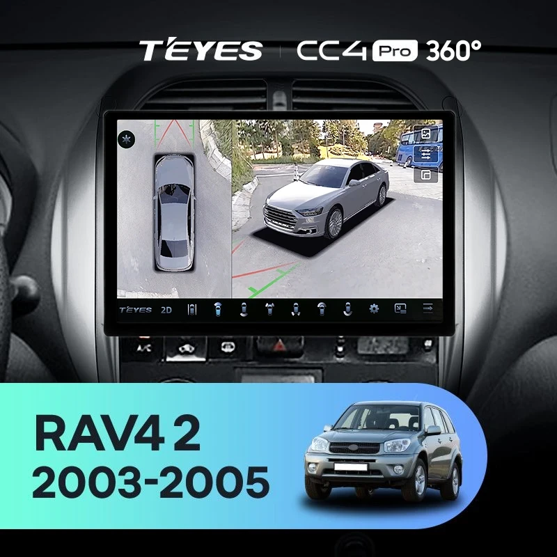 Штатная магнитола Teyes CC4 Pro 360 8/128 Toyota RAV4 2 CA20 CA20W XA20 (2003-2005) F4 (11")