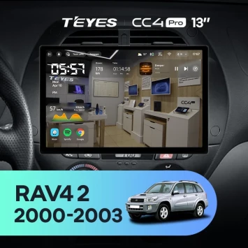 Штатная магнитола Teyes CC4 Pro 8/128 Toyota RAV4 2 CA20 (2000-2003) F3 (13")