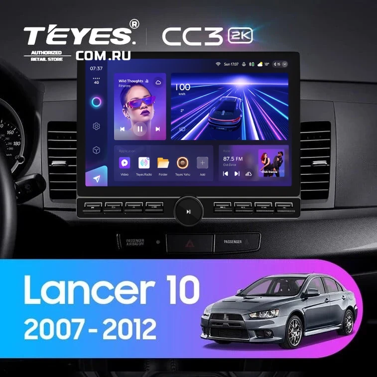 Штатная магнитола Teyes CC3 2K 6/128 Mitsubishi Lancer 10 CY (2007-2012) Тип-B (13" с кнопками)
