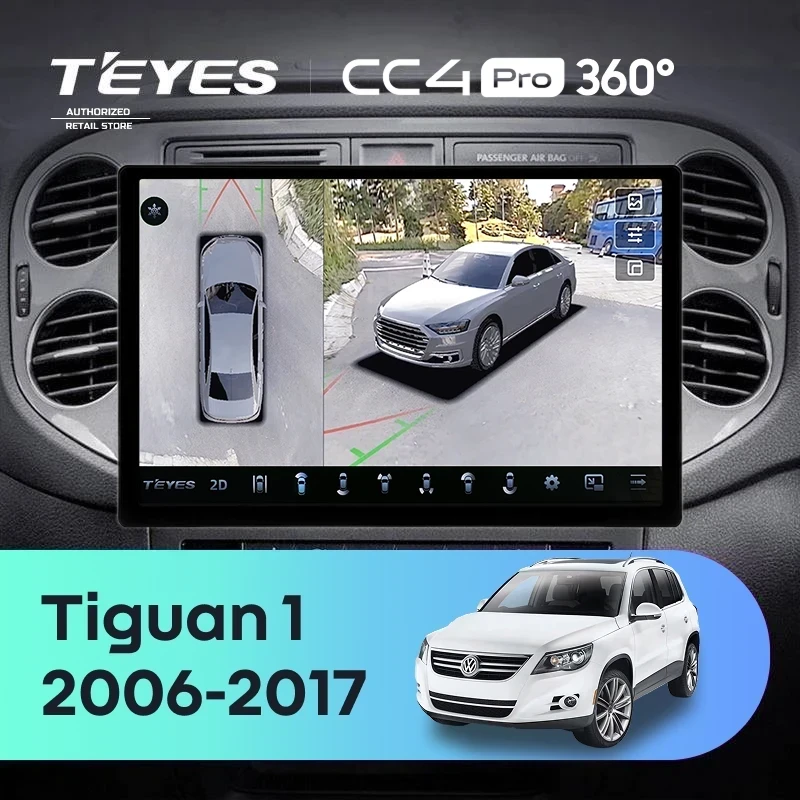Штатная магнитола Teyes CC4 Pro 360 8/128 Volkswagen Tiguan 1 NF (2006-2017) F2 (13")