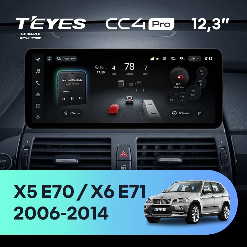 Штатная магнитола Teyes CC4 12.3" 8/128 BMW X5 E70 (CIC) (2006-2014) Universal