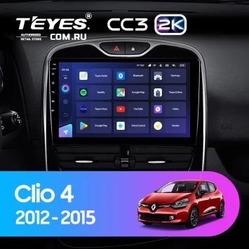Штатная магнитола Teyes CC3 2K 360 6/128 Renault Clio 4 BH98 KH98 (2012-2015)