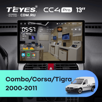 Штатная магнитола Teyes CC4 Pro 8/128 Opel Combo Corsa Tigra (2000-2011) (0din) (13")