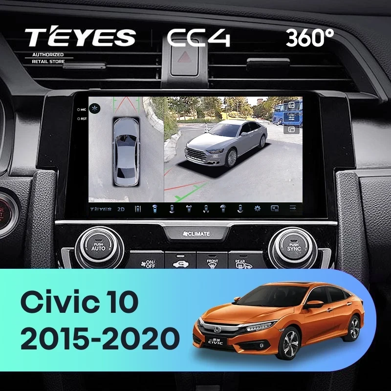 Штатная магнитола Teyes CC4 360 8/128 Honda Civic 10 FC FK (2015-2020)
