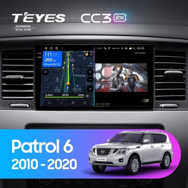 Штатная магнитола Teyes CC3 2K 360 6/128 Nissan Patrol Y62 (2010-2020) F1 9"
