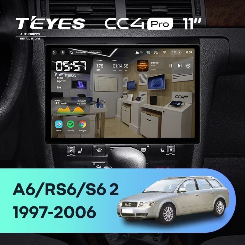 Штатная магнитола Teyes CC4 Pro 8/128 Audi A6 2 (1997-2004) (11")