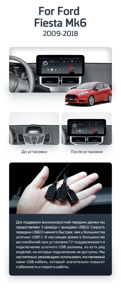 Штатная магнитола Teyes LUX ONE 4/64 Ford Fiesta Mk 6 (2013-2018) Тип-B
