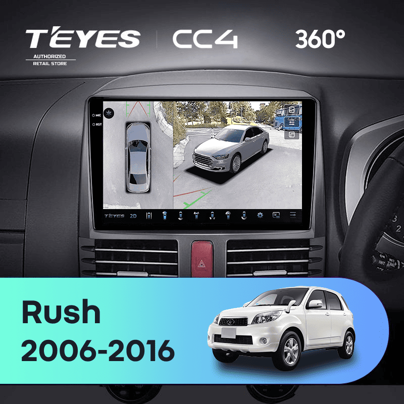 Штатная магнитола Teyes CC4 360 6/64 Toyota Rush J200 (2006-2016) Правый руль