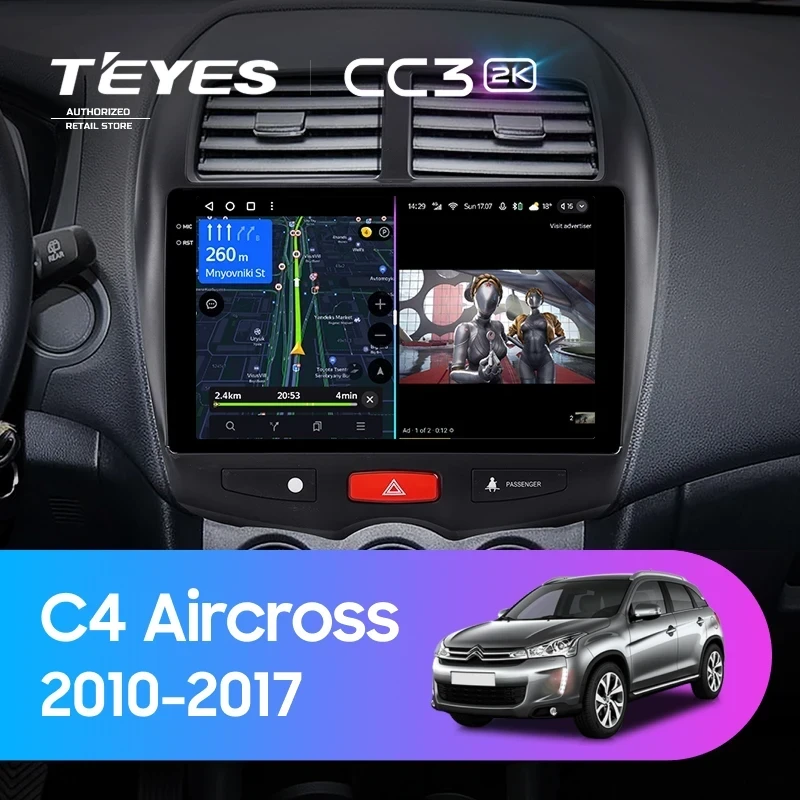 Штатная магнитола Teyes CC3 2K 4/32 Citroen C4 Aircross (2010-2017) F1 Тип-B