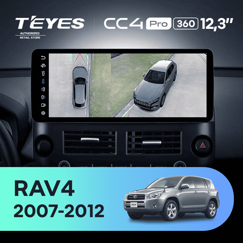 Штатная магнитола Teyes CC4 Pro 12.3" 360 12/256 Toyota RAV4 XA30 (2007-2012) F1