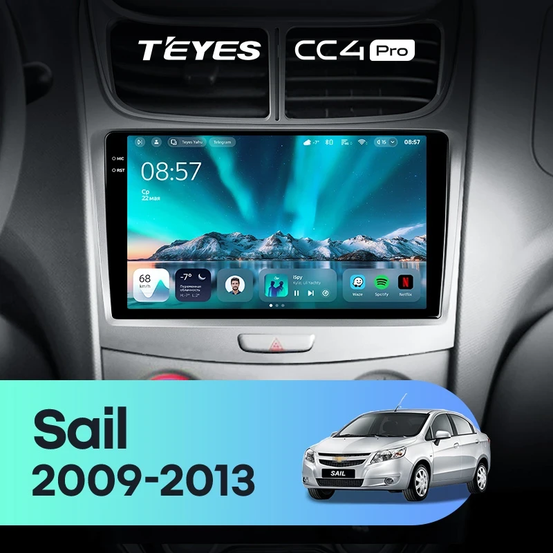 Штатная магнитола Teyes CC4 Pro 8/128 Chevrolet Sail (2009-2013)