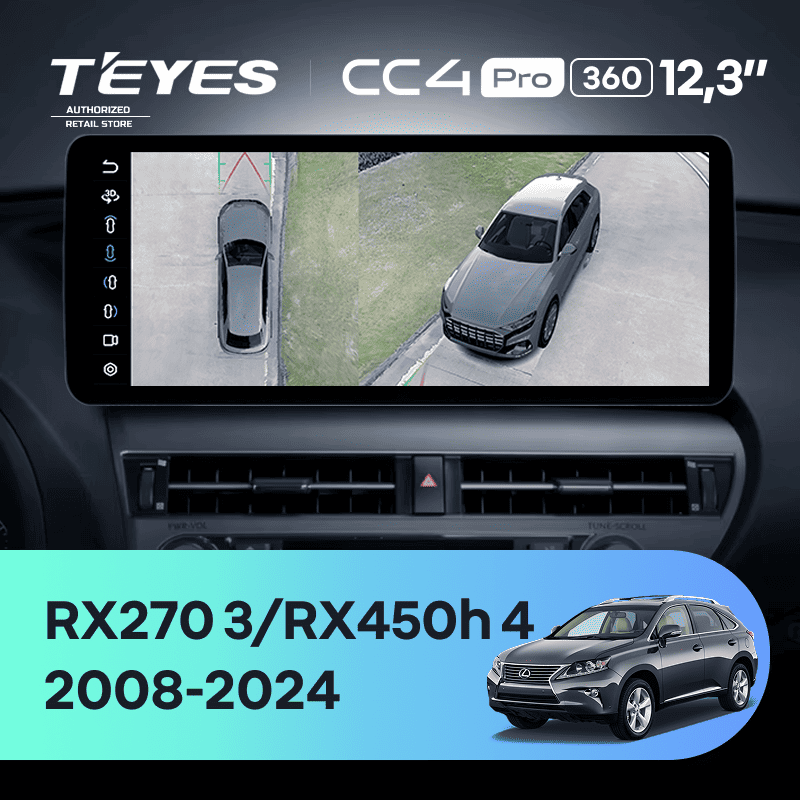 Штатная магнитола Teyes CC4 Pro 12.3" 360 8/128 Lexus RX450h 4 AL20 (2015-2024) Тип-B