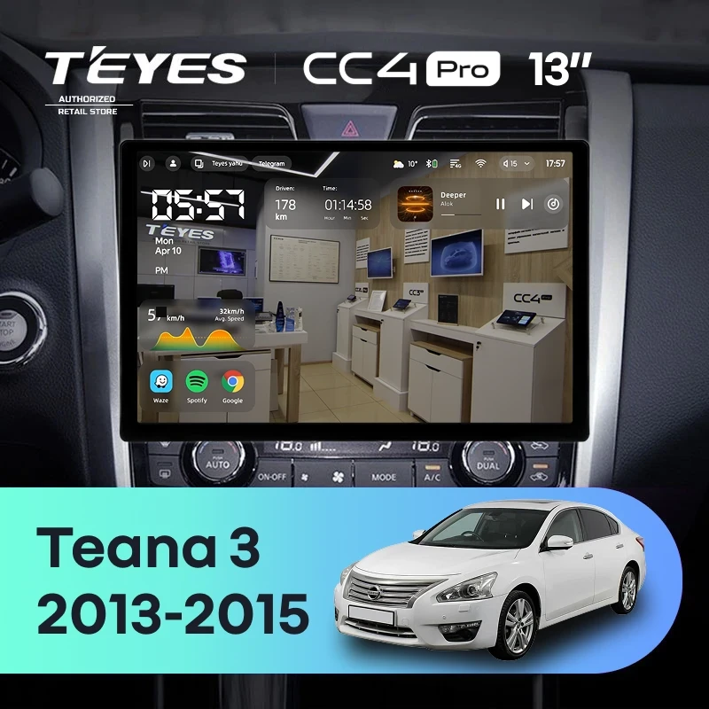 Штатная магнитола Teyes CC4 Pro 12/256 Nissan Teana J33 (2013-2015) Тип-C (13")