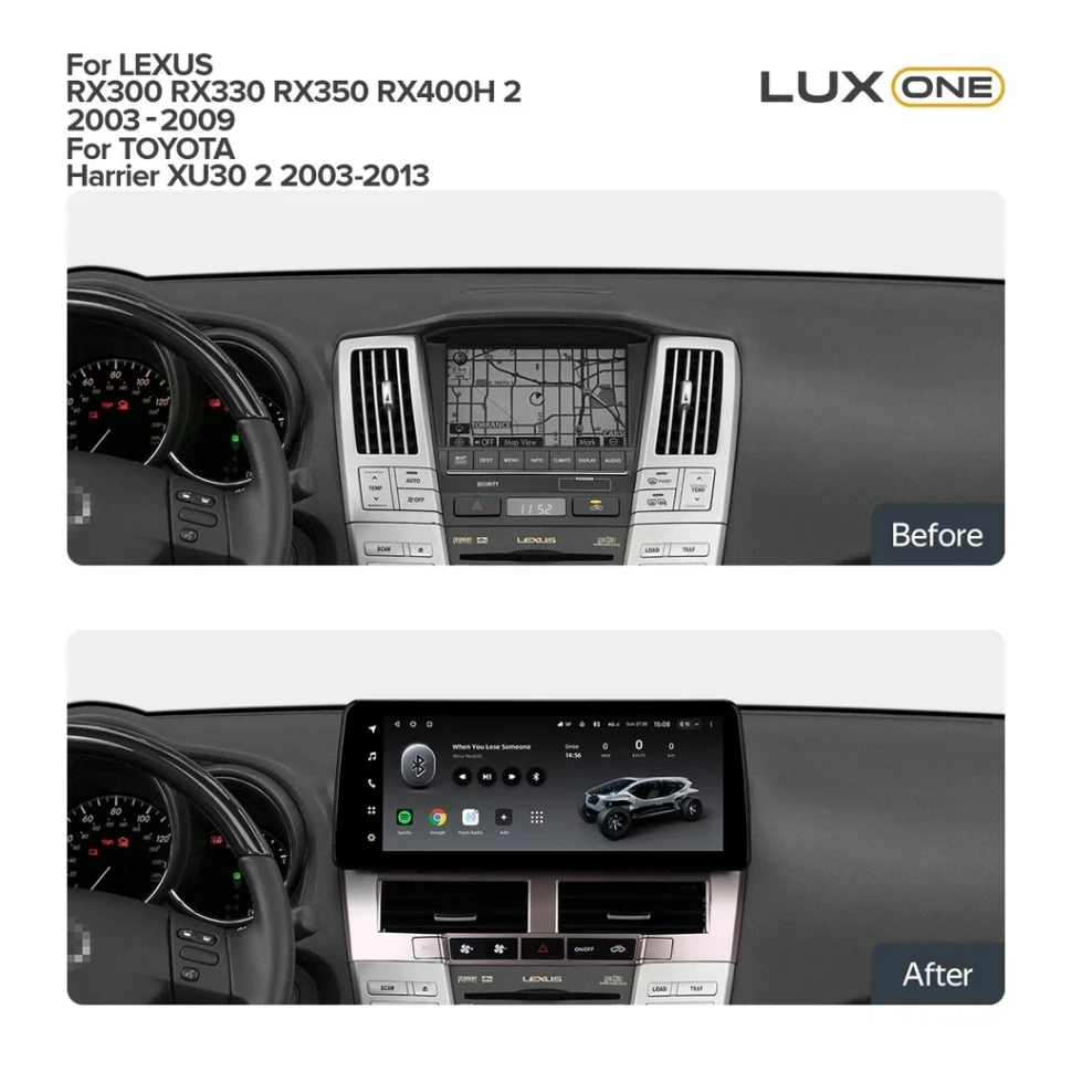 Переходная рамка Lexus RX300 RX330 RX350 RX400H II 2 (2003-2009) / Toyota Harrier XU30 II 2 (2003-2013) Тип-A (12,3")