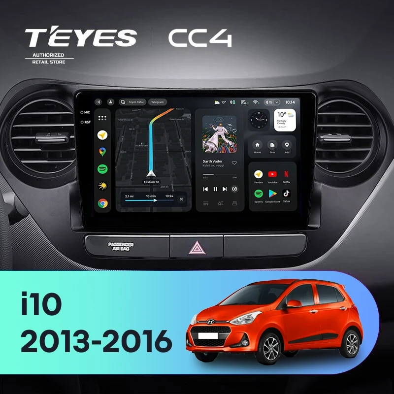 Штатная магнитола Teyes CC4 8/128 Hyundai i10 (2013-2016)