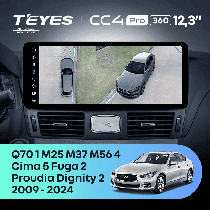 Штатная магнитола Teyes CC4 Pro 12.3" 360 12/256 Infiniti Q70 1 M25 M37 M56 4 (2009-2024) Тип-A