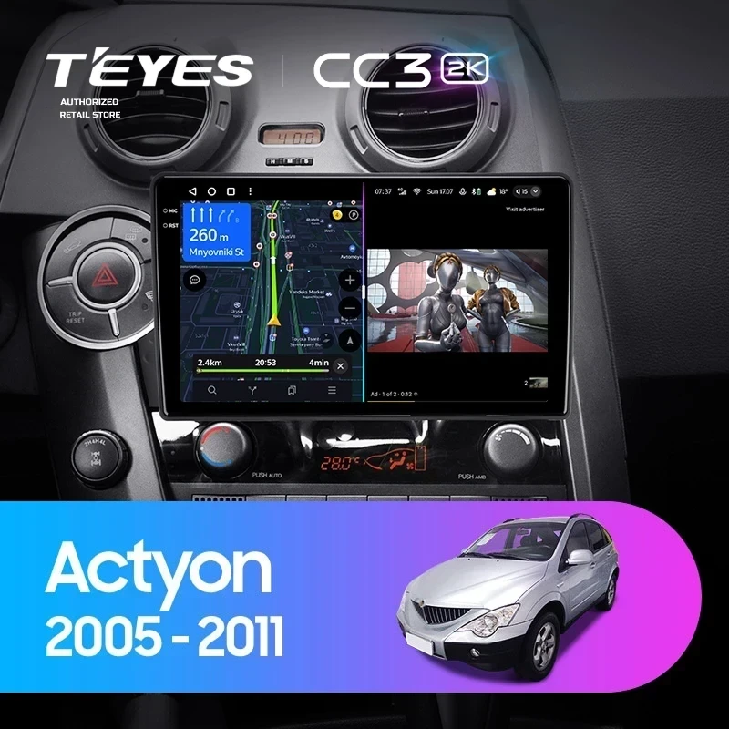 Штатная магнитола Teyes CC3 2K 360 6/128 SsangYong Actyon C100 (2005-2011)