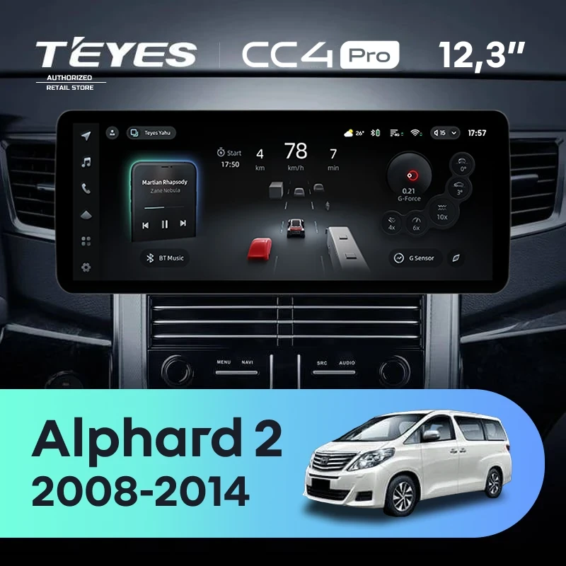Штатная магнитола Teyes CC4 Pro 12.3" 8/128 Toyota Alphard 2 H20 (2008-2014) Тип-A
