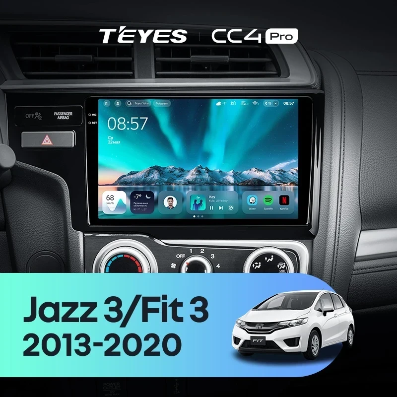 Штатная магнитола Teyes CC4 Pro 12/256 Honda Fit 3 GP GK (2013-2020) Тип-B