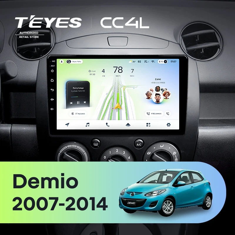 Штатная магнитола Teyes CC4L 6/64 с DTS Mazda Demio DE (2007-2014)