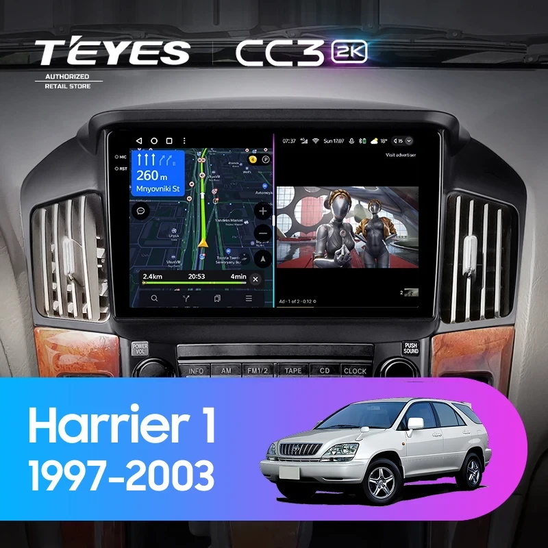 Штатная магнитола Teyes CC3 2K 4/32 Toyota Harrier 1 (XU10) (1997-2003) F1