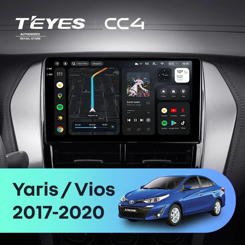 Штатная магнитола Teyes CC4 8/128 Toyota Yaris (2017-2020) F2