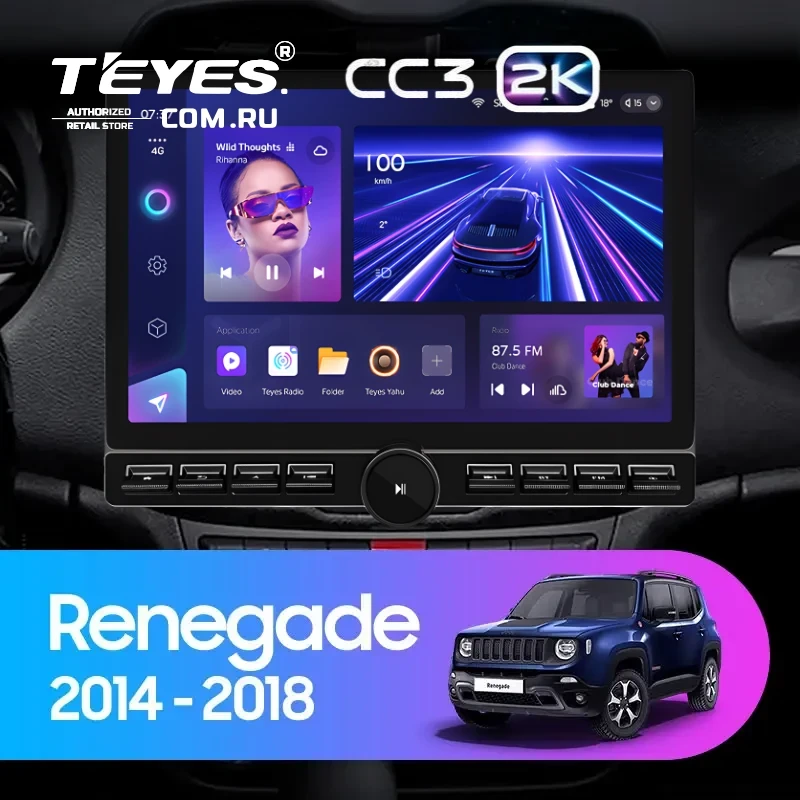 Штатная магнитола Teyes CC3 2K 6/128 Jeep Renegade (2014-2018) (13" с кнопками)