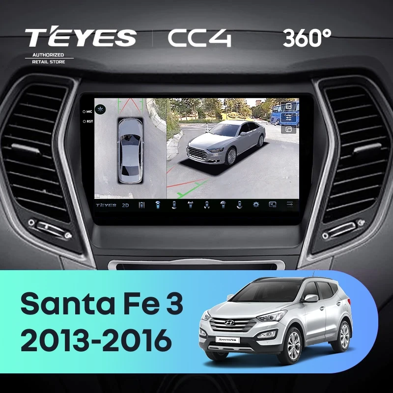 Штатная магнитола Teyes CC4 360 8/128 Hyundai Santa Fe 3 (2013-2016) Тип-C