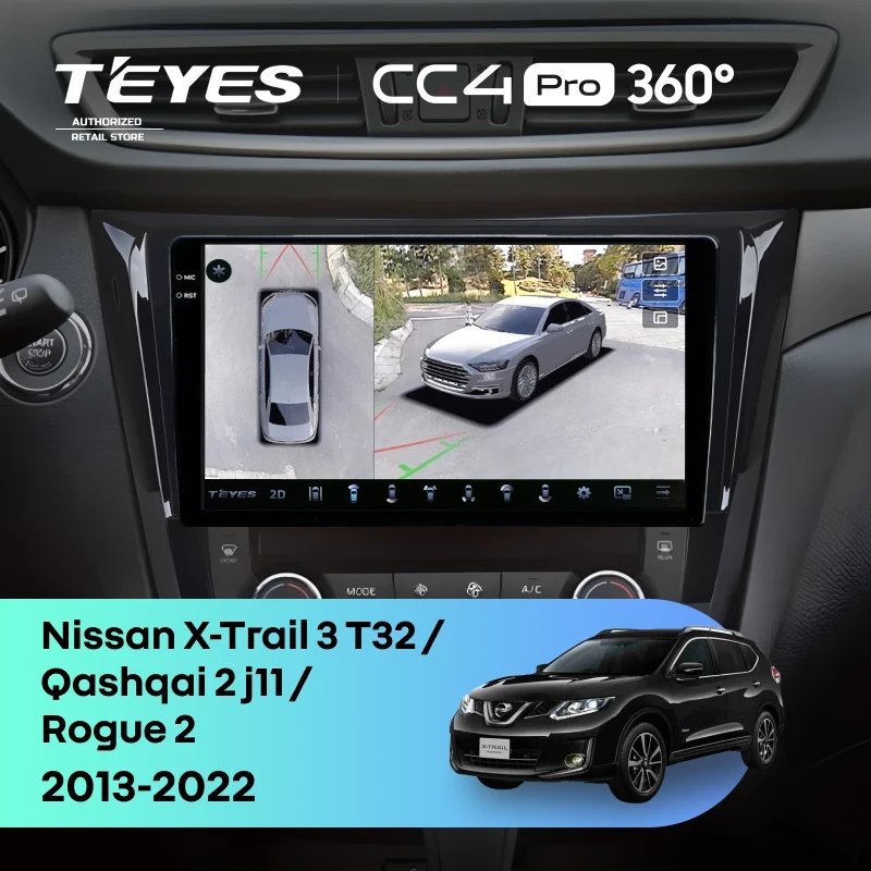 Штатная магнитола Teyes CC4 Pro 360 8/128 Nissan Qashqai 2 J11 (2013-2022) F3 Тип-AB