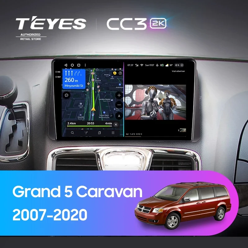 Штатная магнитола Teyes CC3 2K 4/32 Dodge Grand 5 Caravan (2007-2020)