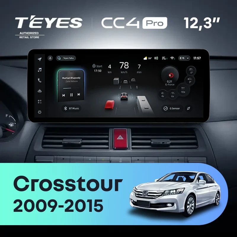 Штатная магнитола Teyes CC4 Pro 12.3" 12/256 Honda Crosstour 1 TF (2009-2015)