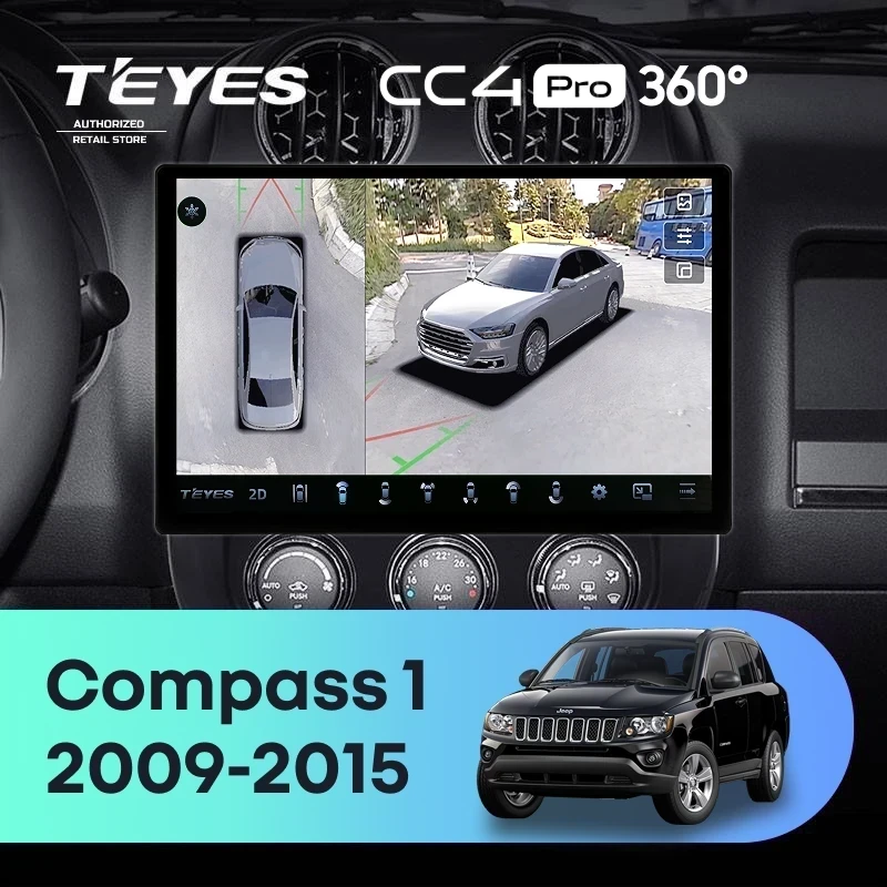 Штатная магнитола Teyes CC4 Pro 360 8/128 Jeep Compass 1 MK (2009-2015) (13")
