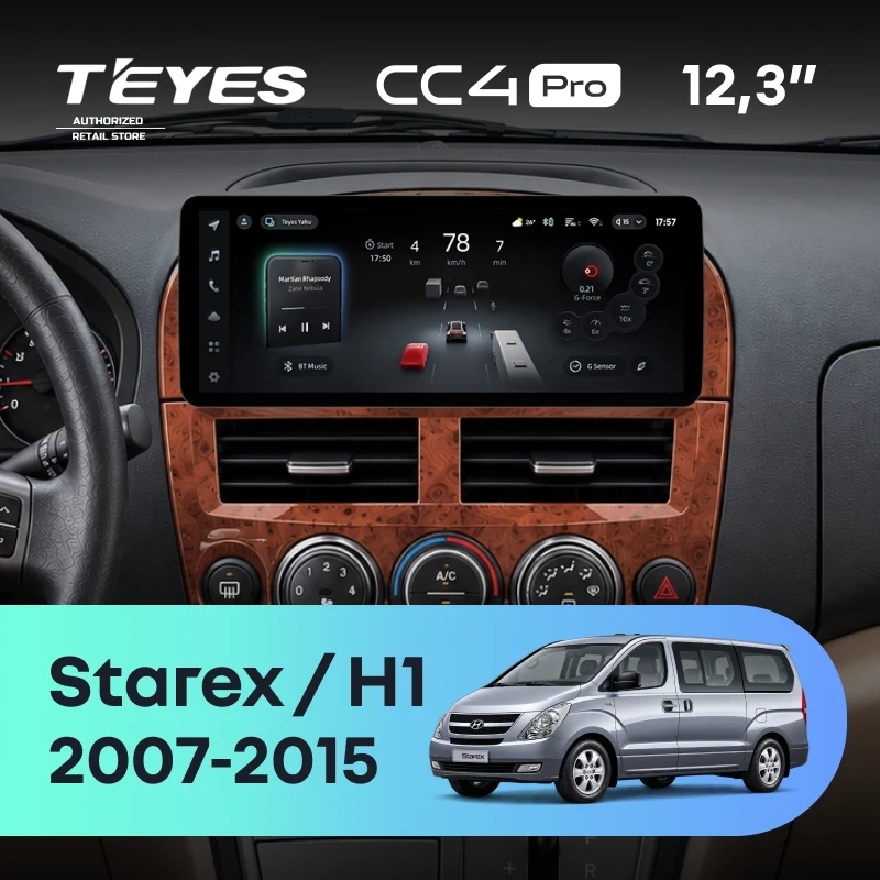 Штатная магнитола Teyes CC4 Pro 12.3" 12/256 Hyundai H1 TQ (2007-2015)