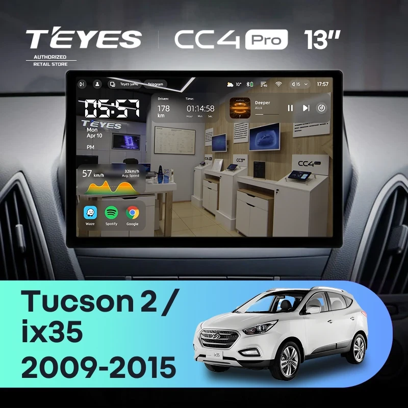Штатная магнитола Teyes CC4 Pro 8/128 Hyundai ix35 (2009-2015) (Tucson 2) Тип-AB (13")
