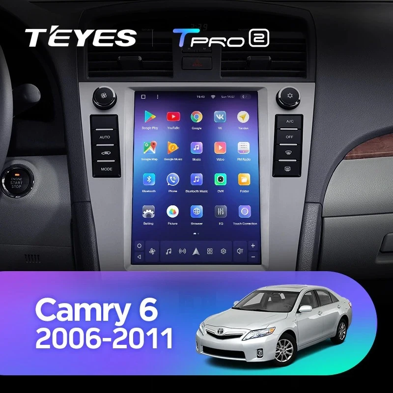 Штатная магнитола Tesla style Teyes TPRO 2 4/64 Toyota Camry 6 XV 40 (2006-2011) F1