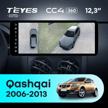 Штатная магнитола Teyes CC4 12.3" 360 8/128 Nissan Qashqai 1 J10 (2006-2013)