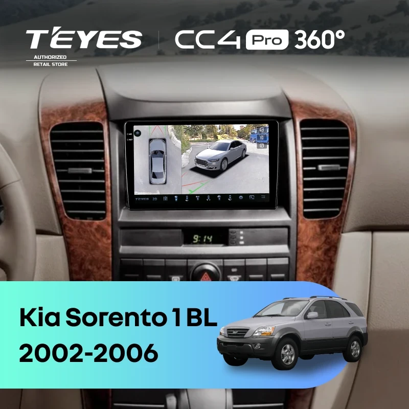 Штатная магнитола Teyes CC4 Pro 360 8/128 Kia Sorento 1 BL (2002-2006)