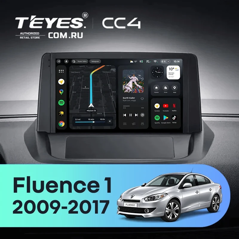 Штатная магнитола Teyes CC4 8/128 Renault Fluence 1 (2009-2017) (0din)