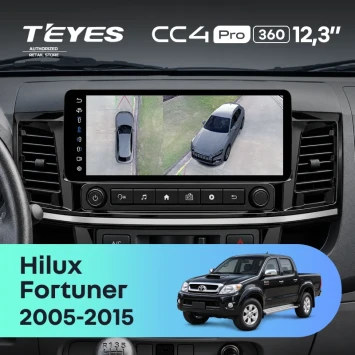 Штатная магнитола Teyes CC4 Pro 12.3" 360 12/256 Toyota Hilux (2005-2015) (с конд., без кнопок на руле)