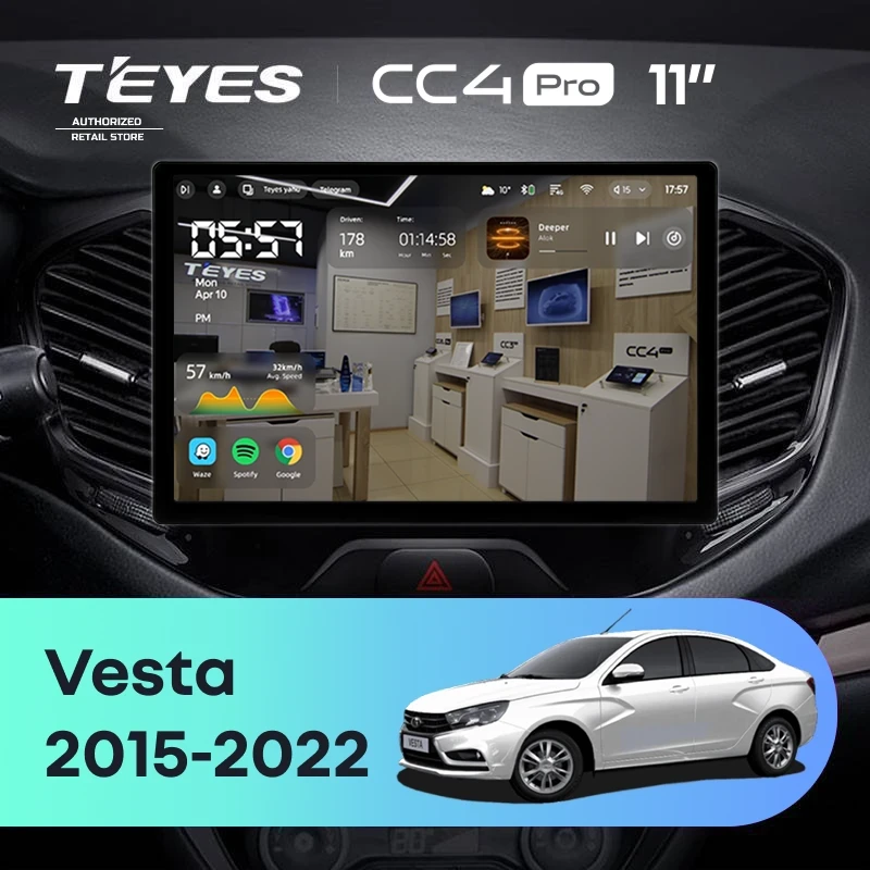 Штатная магнитола Teyes CC4 Pro 8/128 Lada Vesta Cross Sport (2015-2022) F1 (11")