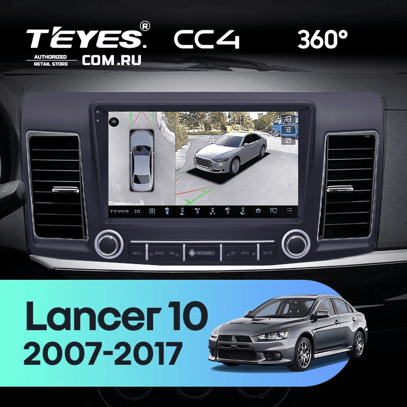 Штатная магнитола Teyes CC4 360 8/128 Mitsubishi Lancer 10 (2007-2017) F3 с кнопками Тип-A