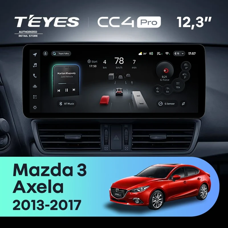 Штатная магнитола Teyes CC4 Pro 12.3" 8/128 Mazda Axela 3 (2013-2017) Тип-B Правый руль