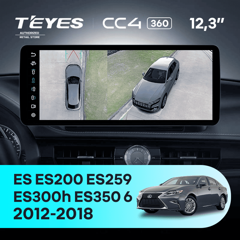 Штатная магнитола Teyes CC4 12.3" 360 8/128 Lexus ES ES200 ES250 ES300h ES350 XV60 VI 6 (2012-2018) Тип-B