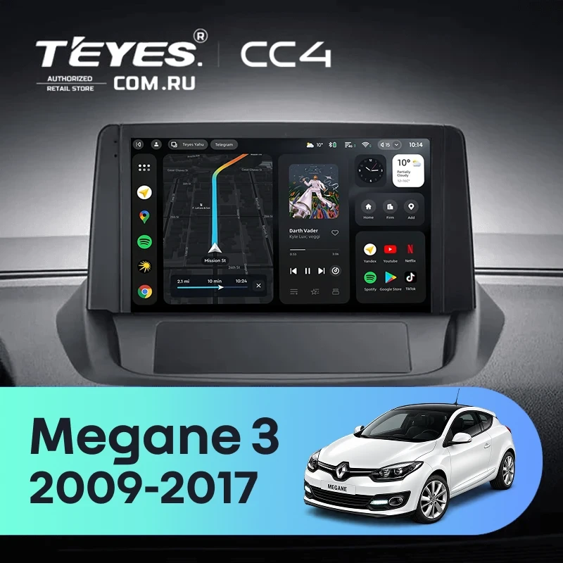 Штатная магнитола Teyes CC4 8/128 Renault Megane 3 (2009-2017) (0din)