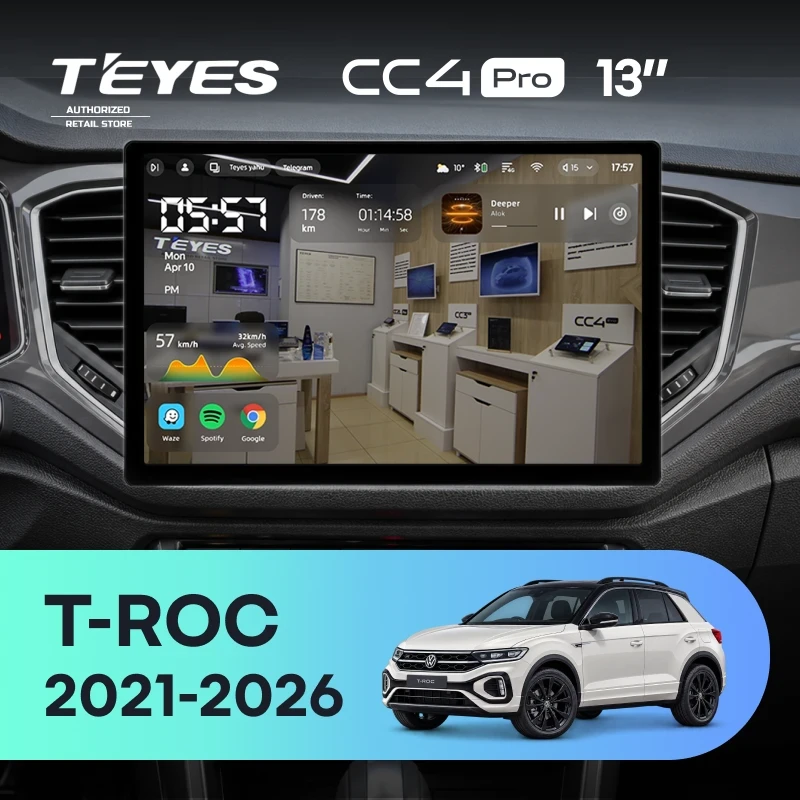 Штатная магнитола Teyes CC4 Pro 8/128 Volkswagen T-ROC (2021-2026) (13")