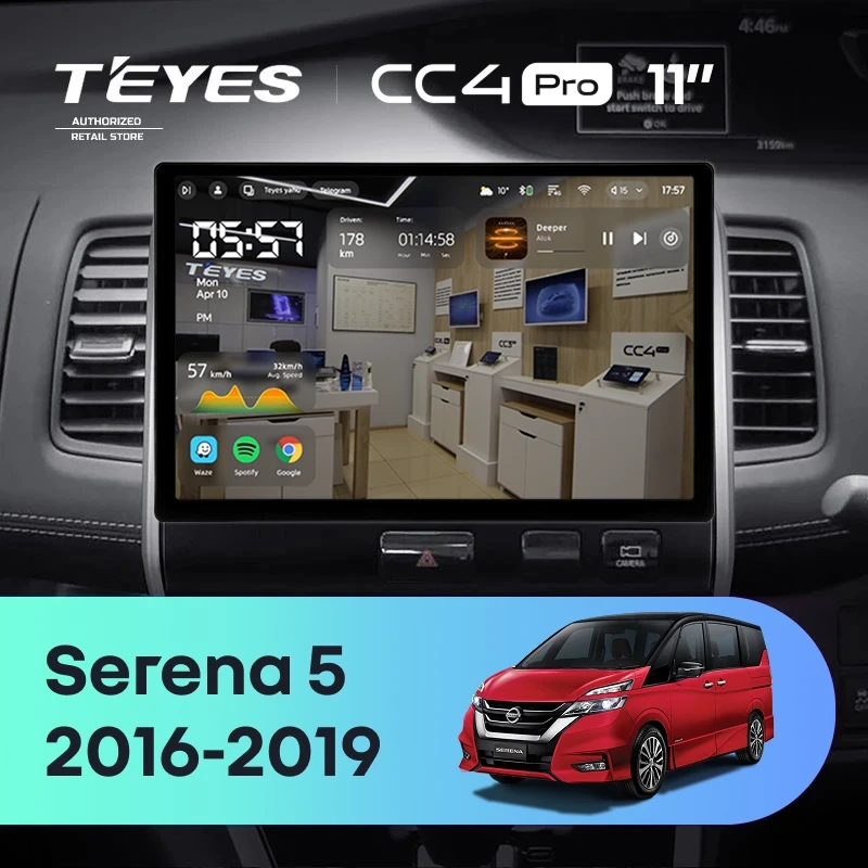 Штатная магнитола Teyes CC4 Pro 8/128 Nissan Serena 5 C27 (2016-2019) F2 Правый руль (11")
